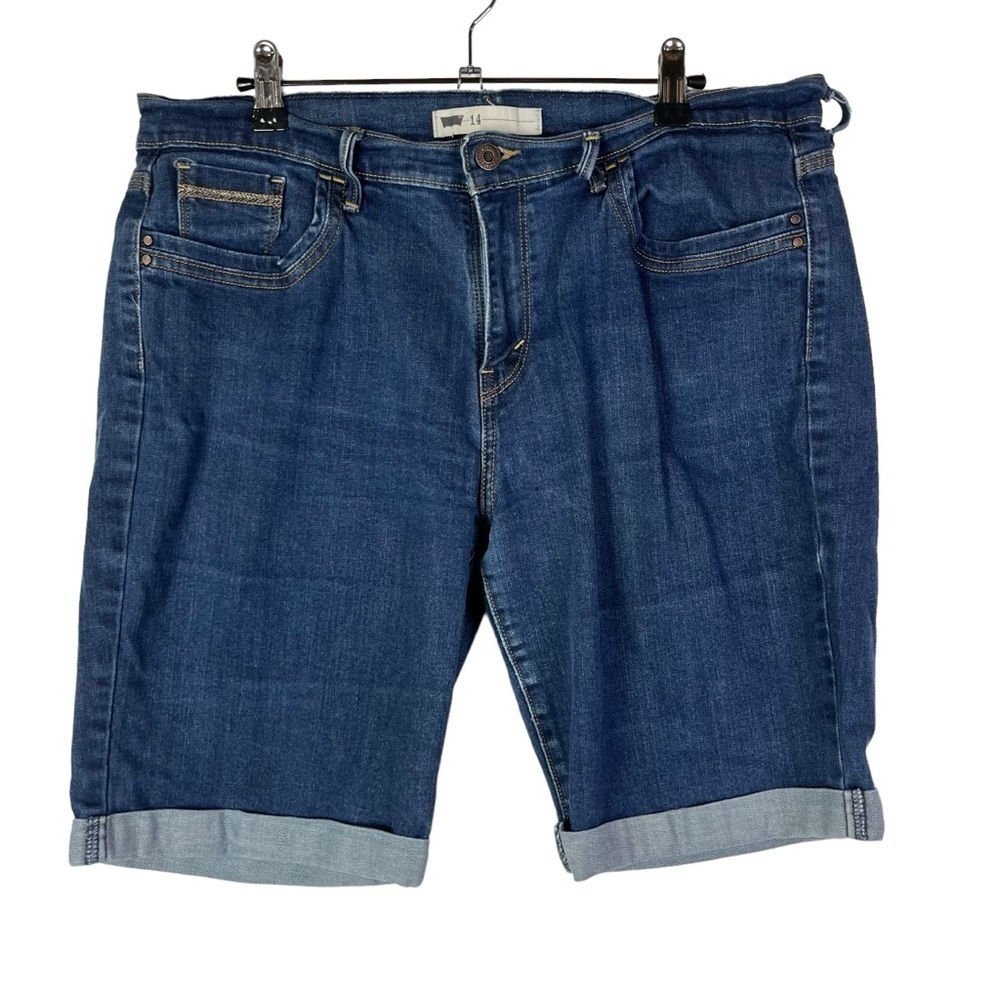 Levi's Medium Blue Denim Rolled Hem Bermuda Shorts‎ 14